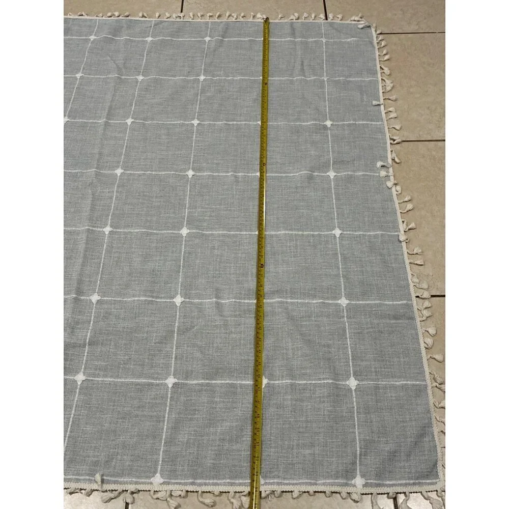 Tablecloth set grey and white patterned or throw blanket rectangular tassels